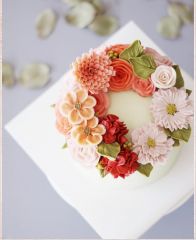 Торт с цветами из крема "Прекрасные цветочки"