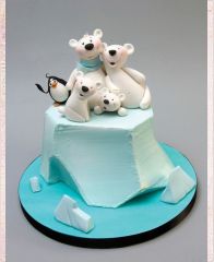Новогодний торт "Семья белых мишек"
