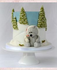 Новогодний торт "Снеговик и медвежонок"
