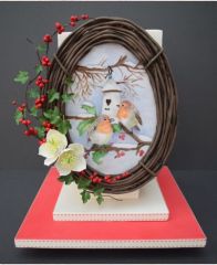 Новогодний торт 2022 "Фото снегирей"