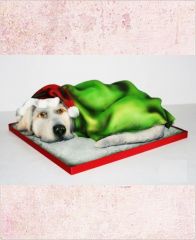 Новогодний торт "Собака в колпаке Санты"