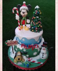 Новогодний торт 2022 "Микки Маус - Дед Мороз"