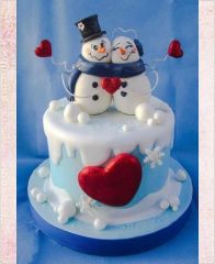 Торт на новый год "Любовь снеговиков"