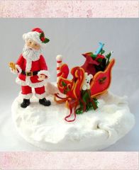Торт на новый год "Дед Мороз и сани"
